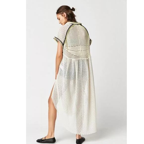 New FREE PEOPLE Kelly Crochet Maxi Top $228 X-SMALL Ivory Cover-up - Picture 3 of 3